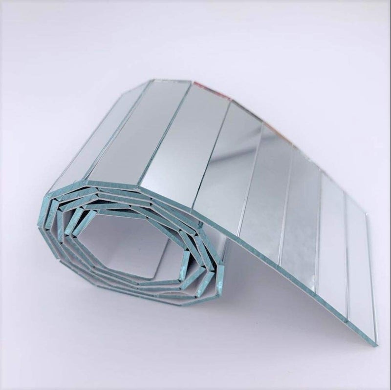 NUORUI NUO RUI 1/2" x 2" Adhesive Mirror Tile Row Real Glass Rectangular Mirror Sticker for Craft Projects - Image 2